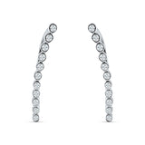Threader Stud Earrings Bezel Line Cubic Zirconia 925 Sterling Silver Wholesale