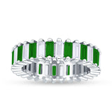 Emerald Cut Full Eternity Ring Green Emerald CZ 925 Sterling Silver Wholesale