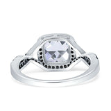 Halo Cushion Infinity Twist Side Stone Black CZ Engagement Ring Cubic Zirconia 925 Sterling Silver Wholesale