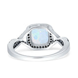 Halo Cushion Infinity Twist Side Stone Black CZ Fashion Ring Lab Created White Opal 925 Sterling Silver Wholesale