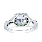 Halo Cushion Infinity Twist Side Stone Green Emerald CZ Engagement Ring Cubic Zirconia 925 Sterling Silver Wholesale
