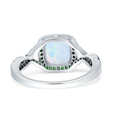 Halo Cushion Infinity Twist Side Stone Green Emerald CZ Fashion Ring Lab Created White Opal 925 Sterling Silver Wholesale