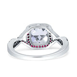 Halo Cushion Infinity Twist Side Stone Ruby CZ Engagement Ring Cubic Zirconia 925 Sterling Silver Wholesale