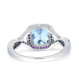 Halo Cushion Infinity Twist Side Stone Amethyst CZ Engagement Ring Simulated Aquamarine 925 Sterling Silver Wholesale