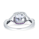 Halo Cushion Infinity Twist Side Stone Amethyst CZ Engagement Ring Cubic Zirconia 925 Sterling Silver Wholesale