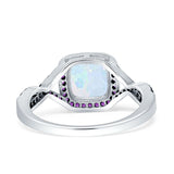 Halo Cushion Infinity Twist Side Stone Amethyst CZ Fashion Ring Lab Created White Opal 925 Sterling Silver Wholesale