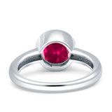 Bezel Set 6mm Round Engagement Ring Simulated Ruby CZ 925 Sterling Silver Wholesale