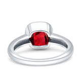 Bezel Set 7mmX7mm Cushion Engagement Ring Simulated Ruby 925 Sterling Silver Wholesale