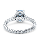 Twisted Rope Hidden Halo Oval Engagement Ring Simulated Aquamarine 925 Sterling Silver Wholesale