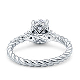 Twisted Rope Hidden Halo Oval Engagement Ring Cubic Zirconia 925 Sterling Silver Wholesale