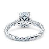 Twisted Rope Hidden Halo Oval Engagement Ring Lab Created White Opal 925 Sterling Silver Wholesale