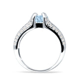 Round Engagement Ring Vintage Style Aquamarine CZ 925 Sterling Silver Wholesale