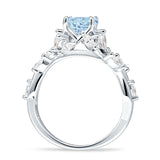 Floral Ring Round Infinity Marquise Aquamarine CZ 925 Sterling Silver Wholesale