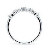 Contour Curved Wedding Band Marquise Cubic Zirconia 925 Sterling Silver Wholesale