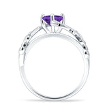Heart Leaf Art Deco Promise Ring Amethyst CZ 925 Sterling Silver wholesale