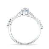 Marquise Halo Beaded Ring Aquamarine CZ 925 Sterling Silver Wholesale