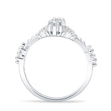 Marquise Halo Beaded Ring Cubic Zirconia 925 Sterling Silver Wholesale