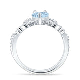 Two Piece Pear Teardrop Bridal Ring Aquamarine CZ 925 Sterling Silver Wholesale
