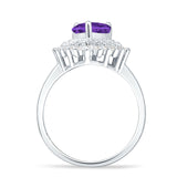 Heart Halo Amethyst CZ Bridal Promise Ring 925 Sterling Silver Wholesale