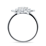 Flower Engagement Ring Cocktail Cubic Zirconia 925 Sterling Silver Wholesale