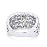 Wide Band Half Eternity Ring Round Simulated Cubic Zirconia 925 Sterling Silver