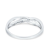 Infinity Twisted Half Eternity Wedding Band Ring Round Simulated Aquamarine CZ 925 Sterling Silver