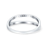 Half Eternity Ring Wedding Engagement Band Round Simulated CZ 925 Sterling Silver (6mm)