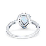 Pear Art Deco Multi Color Wedding Bridal Ring Lab Created White Opal 925 Sterling Silver