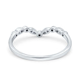 Curved Marquise Half Eternity Stackable Band Ring Simulated Black CZ 925 Sterling Silver