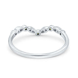 Curved Marquise Half Eternity Stackable Band Ring Simulated Peridot CZ 925 Sterling Silver