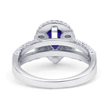 Vintage Style Teardrop Pear Engagement Ring Simulated Blue Sapphire 925 Sterling Silver Wholesale