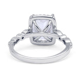 Art Deco Accent Halo Radiant Engagement Ring Cubic Zirconia 925 Sterling Silver Wholesale