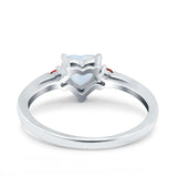 Art Deco Heart Three Stone Wedding Ring Garnet Lab Created White Opal 925 Sterling Silver