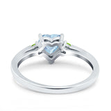 Wholesale Aquamarine Ring 925 Sterling Silver Simulated Three Stone CZ Heart Ring