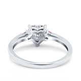 Art Deco Heart Three Stone Wedding Ring Pink Simulated Cubic Zirconia 925 Sterling Silver