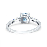 Vintage Style Round Bridal Wedding Ring Marquise Blue Sapphire Simulated Aquamarine CZ 925 Sterling Silver