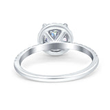 Halo Art Deco Engagement Wedding Ring Round Simulated Cubic Zirconia 925 Sterling Silver