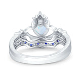 Claddagh Ring Bridal Piece Sapphire Created White Opal 925 Sterling Silver Wholesale