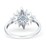 Art Deco Wedding Engagement Bridal Ring Marquise Round Simulated Aquamarine CZ 925 Sterling Silver