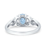 Oval Art Deco Bridal Wedding Engagement Ring Marquise Simulated Aquamarine CZ 925 Sterling Silver