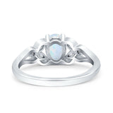 Oval Art Deco Bridal Wedding Engagement Ring Marquise Lab Created White Opal 925 Sterling Silver