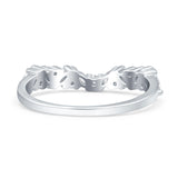 Half Eternity Art Deco Marquise Round Wedding Ring Simulated Cubic Zirconia 925 Sterling Silver