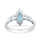 Marquise Art Deco Wedding Engagement Ring Pear Simulated Aquamarine CZ 925 Sterling Silver