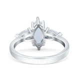 Marquise Art Deco Wedding Engagement Ring Pear Lab Created White Opal 925 Sterling Silver