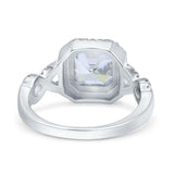 Halo Solitaire Asscher Wedding Ring Infinity Simulated Cubic Zirconia 925 Sterling Silver