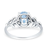Leaf Style Oval Vintage Engagement Ring Simulated Aquamarine CZ 925 Sterling Silver Wholesale