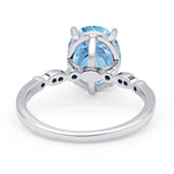 Solitaire Accent Oval Engagement Ring Simulated Aquamarine 925 Sterling Silver Wholesale