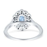 Floral Oval Vintage Engagement Ring Simulated Aquamarine 925 Sterling Silver Wholesale