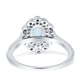 Floral Oval Vintage Fashion Ring Lab Created White Opal 925 Sterling Silver Wholesale