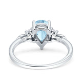 Vintage Teardrop Pear Engagement Ring Simulated Aquamarine CZ 925 Sterling Silver Wholesale